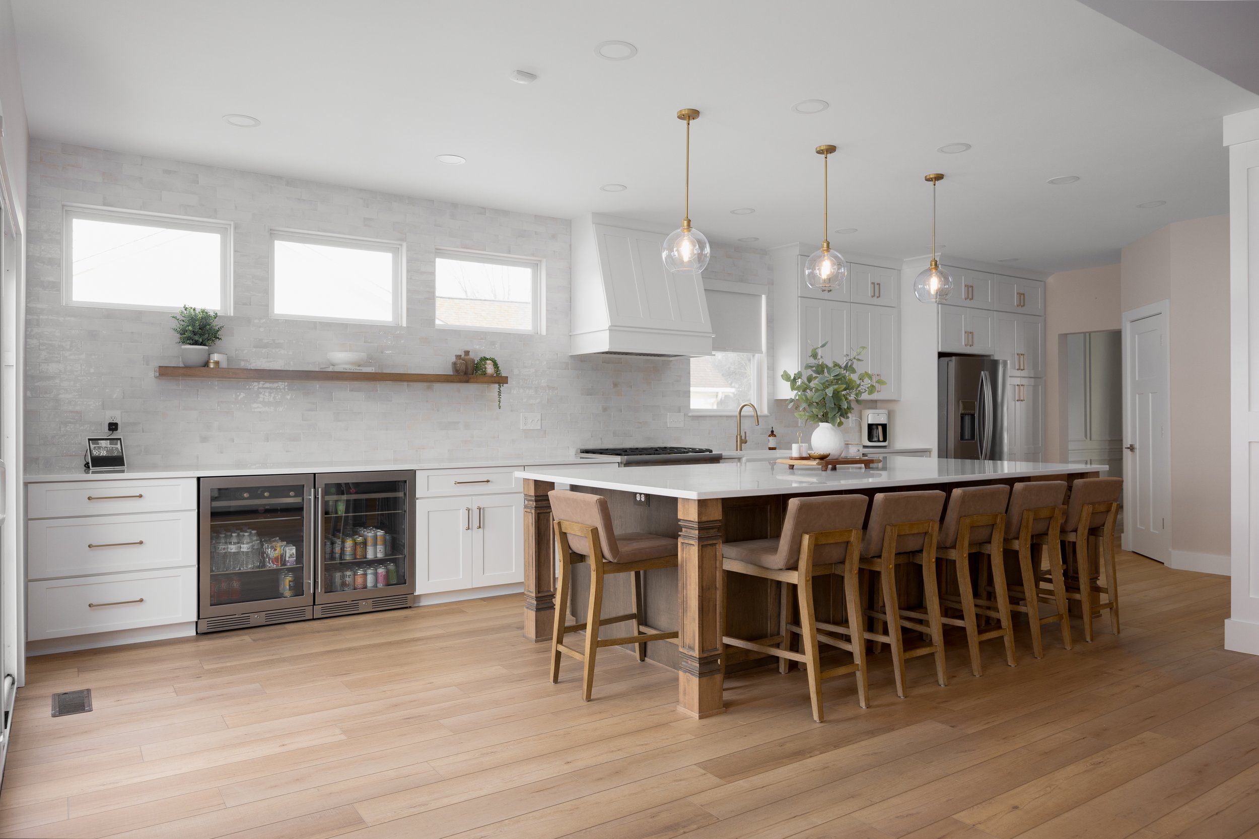 Remodeled kitchen opening onto the rest of a first floor