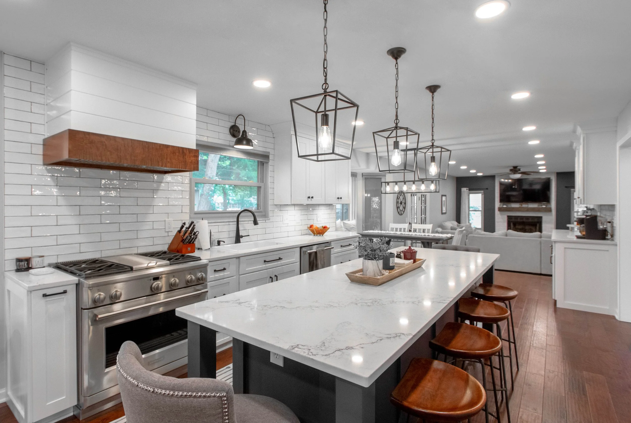 Summit View Woods kitchen with updated cabinetry and lighting